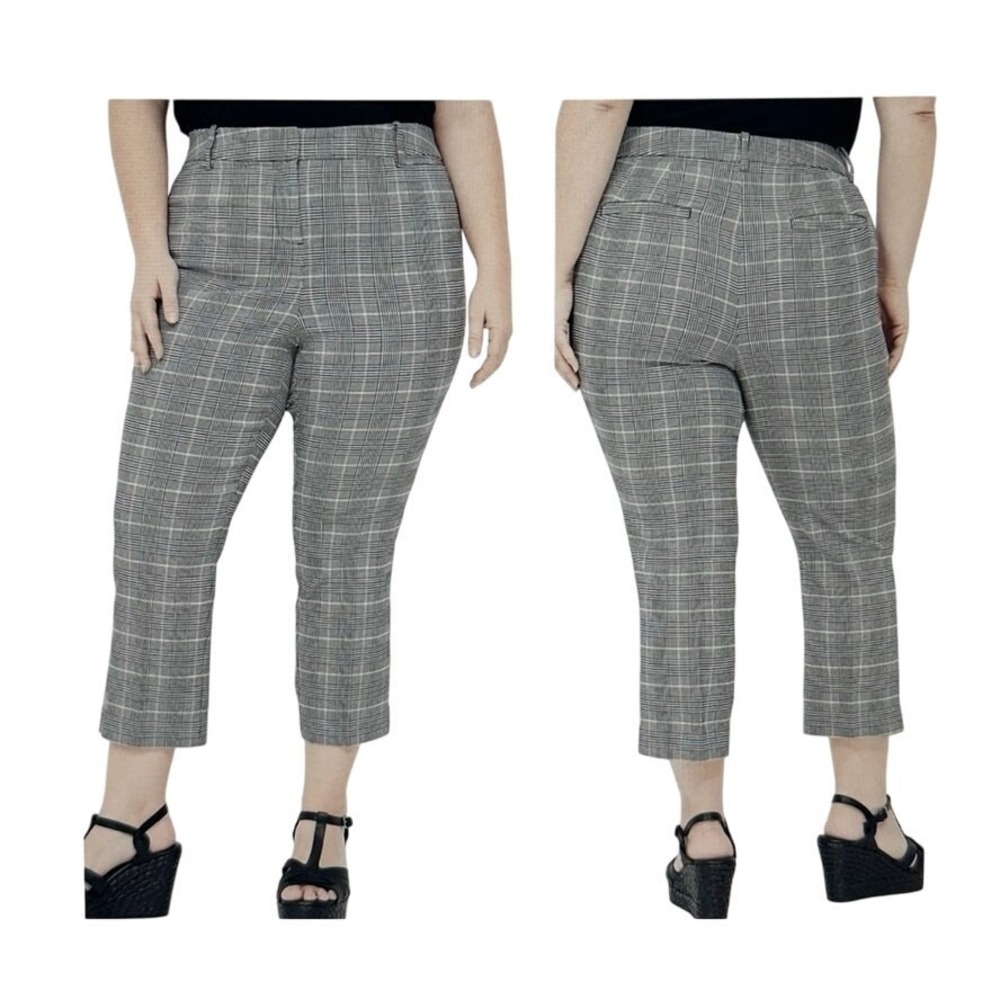 Lane Bryant Cropped Pants Plaid Womens Size 18 Pockets Preppy Academia Office - Picture 1 of 6